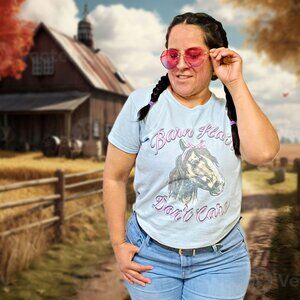 Farm Fed Clothing Barn Hair Don't Care Graphic Shirt Horse Pullover Country Tee